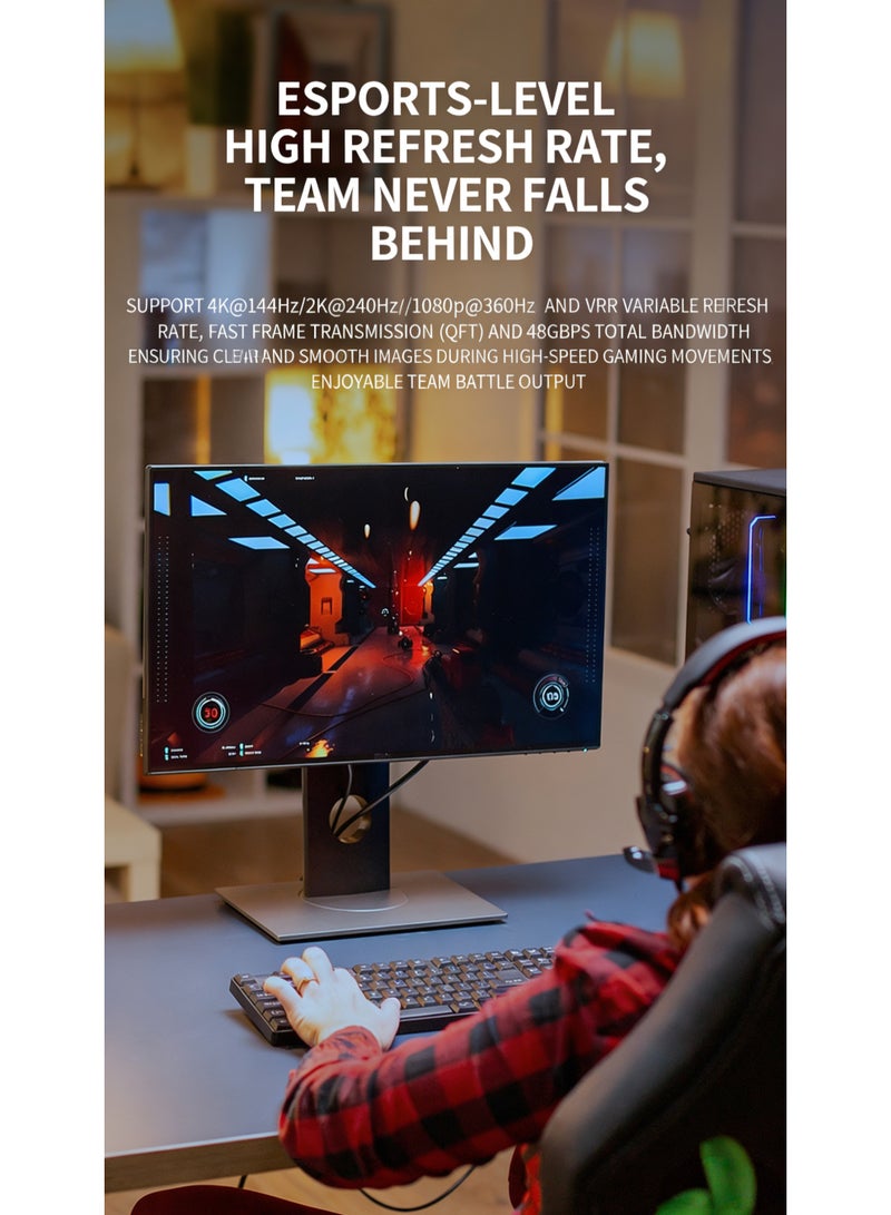 نيو سمارت كابل HDMI 2.1 بدقة 8K - يدعم 8K 60Hz، 4K 144Hz، 2K 240Hz، 1080P 240Hz، 48Gbps، 3D، HDR، HDCP، eARC، Dolby - كابل HDMI عالي السرعة جدًا لأجهزة اللابتوب، الكمبيوتر، الشاشة، البروجيكتور، التلفاز، PS4، PS5، Xbox، Switch، HDTV، كاميرا DSLR2M - Image 5